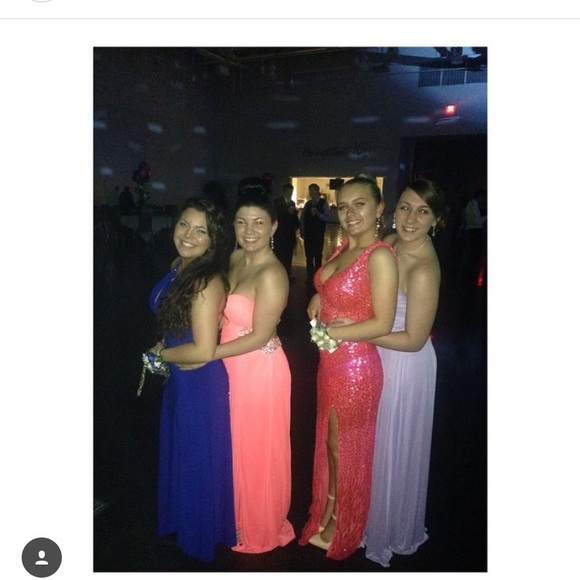 Pink/salmon colored sequence prom dress - Picture 3 of 3